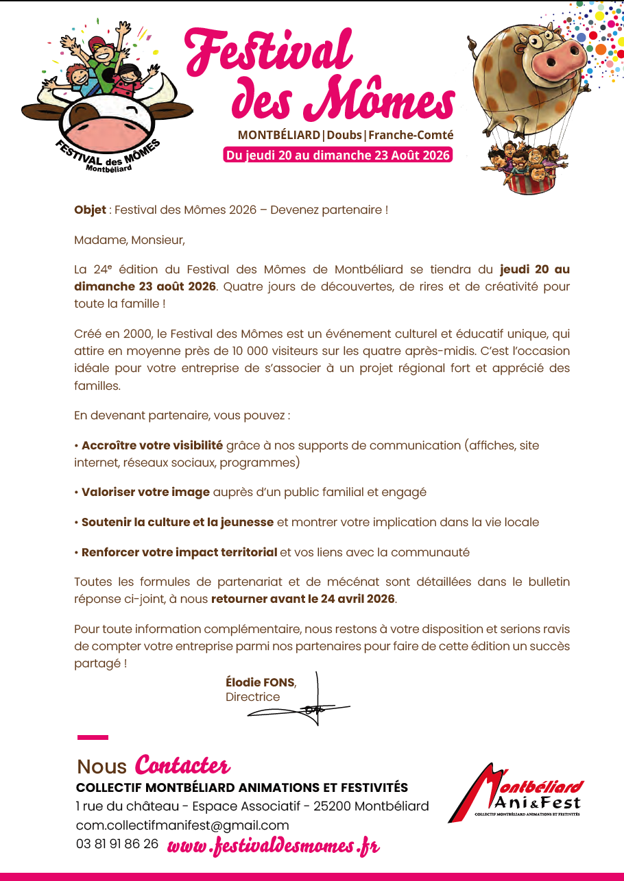 Courrier partenaires 2024
