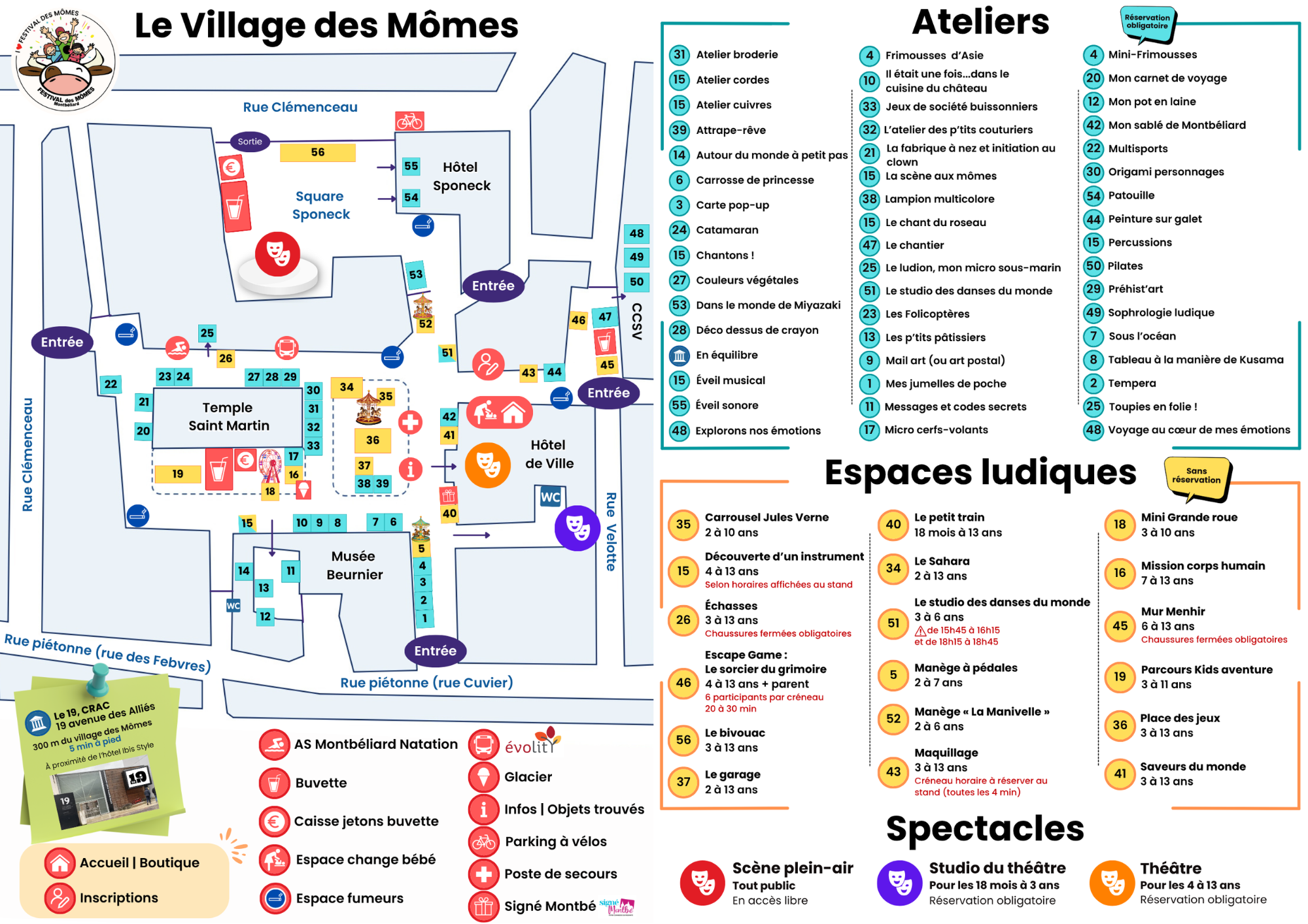 Plan du village des Mômes 2025